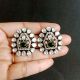 Handmade Brass Metal Jewellery Green Kundan Stud Earrings